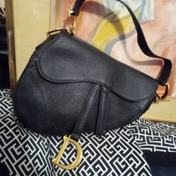 Dior Black Saddle Bag with Gold Hardware - Picture 1 of 14